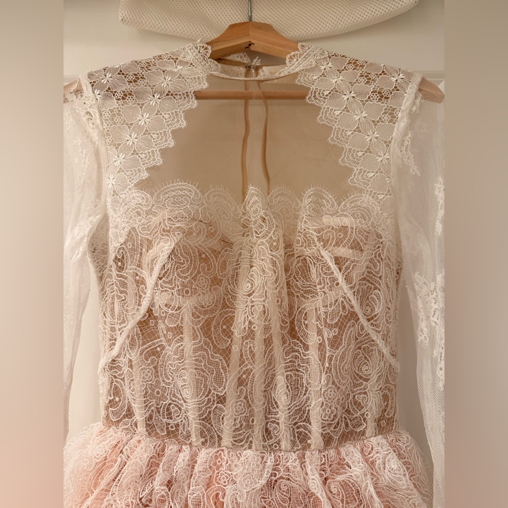 NWOT BRONX AND BANCO Daphne Ivory blush Long Sleeve Mini Dress - Picture 9 of 16